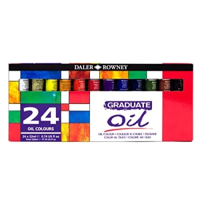 Image of Daler Rowney Graduate 22ml Oil Paint Set, 24 Assorted Colours, High Lightfastness, Ideal for Student Artists &amp; Hobbyists