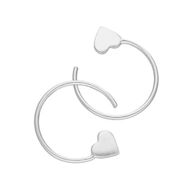 Image of Sterling Silver Heart Pull Through Earrings