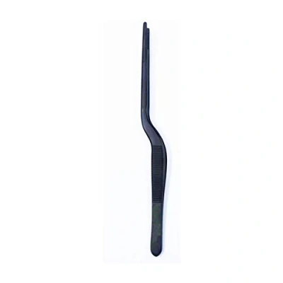 Image of Chef Plating Tweezers Tongs Serving Presentation Stainless Steel Offset Chef,Food (Black, 14cm)