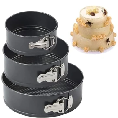 Image of Springform Cake Tin,Round Cheesecake Pan,Cake Pan Set Round,Non Stick Leakproof Round Springform,Cake Tins of 3,Cake Tin Set,Non Pan,Cheesecake Pan,with Removable Bottom (3 pcs)