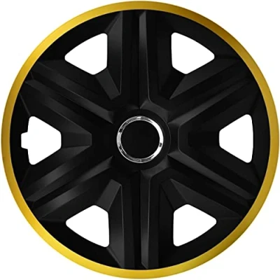 Image of Universal hub cap 16&#039;&#039; NRM Fast Lux black gold 1 piece wheel trim