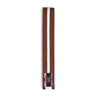 Image of Playwell Martial Arts Cotton Coloured Belt With White Stripe Grading (Karate, Judo Taekwondo) (Brown Stripe, 220cm)