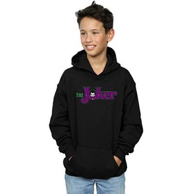 Image of DC Comics Boys The Joker Text Logo Hoodie 12 13 Years Black