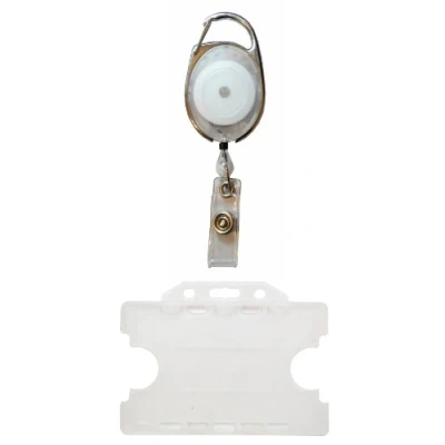Image of Customcard Retractable Badge Reel with Double Sided Opaque ID Card Holder White