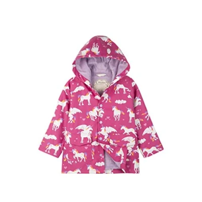 Image of Hatley Girl&#039;s Printed Raincoat, Pink (Rainbow Unicorns), 7 Years