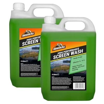 Image of Armor All High Performance Screen Wash, 2 x 5L, Effective down to 10C, Suitable for electric cars (Green)