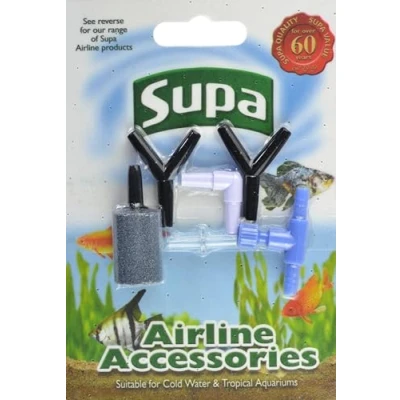 Image of Supa Airline Mixed Accessories Including Airstone, Y&#039;s x 2, Straight Connector, Elbow and Regulator