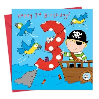 Image of Twizler 3rd Birthday Card Boy Pirate Age 3 Boys Happy Year Old Childrens Cards