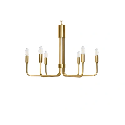 Image of Lindby chandelier Elanova, brass, 6 bulb, Ø 70 cm, E14