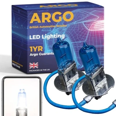 Image of Argo H3 Bulb 100w Xenon White 6000k 24v Super Bright Replacement Headlight 453 Pk22s 483 Commercial Lorry HGV Truck Front Fog Light Lamp High Low Beam Upgrade Halogen Bulbs