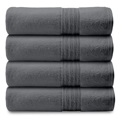 Image of GC GAVENO CAVAILIA 100% Egyptian Cotton Bath Sheet, Pack of 4 Luxury Towels, 450 GSM Extra Large Fast Dry &amp; Quick Absorbent Giant 80x140 CM, Charcoal