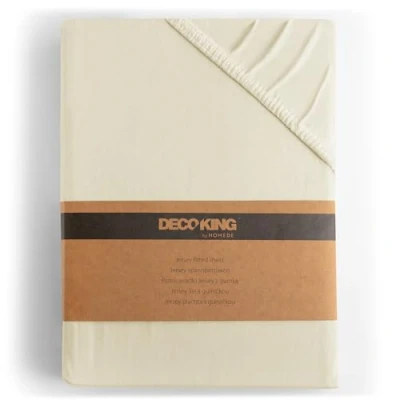 Image of DecoKing Fitted Sheet Cotton Jersey Boxspring, Amber Collection, 200x220 220x240 cm Beige