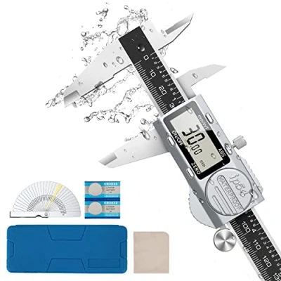 Image of Housolution Digital Caliper, (ABS) Absolute Scale Caliper 6&quot;, IP54 Electronic Measuring Tool, Inch/MM/Fraction, Auto Off LCD Stainless Steel Waterproof Micrometer Vernier with Feeler Gauges