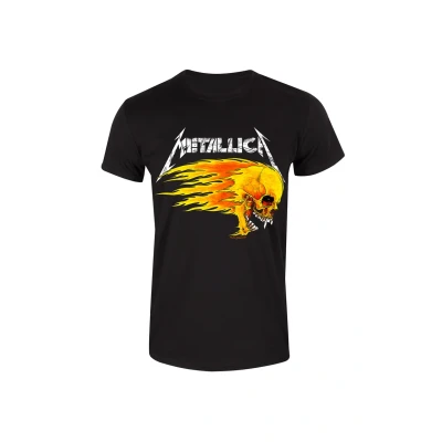 Image of Henry Tiger Metallica Flaming Skull TOUR Print Tshirt, Men&#039;s, Size: Small, Black