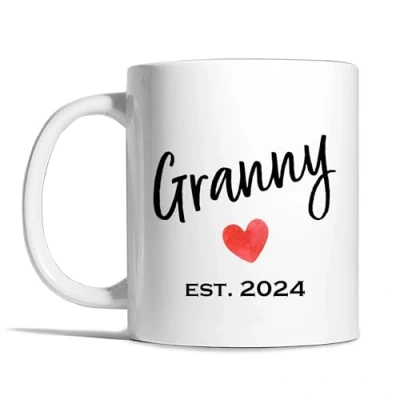 Image of Risk A Designs Granny Est 2024 Mug, Gift, Grandmother Birthday Grandparent Pregnancy Reveal Gift