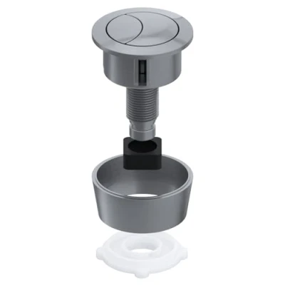 Image of SPARES2GO Universal Toilet Cistern Dual Flush Push Button Kit for 20mm 40mm 50mm 60mm Lid Hole (Brushed Nickel)