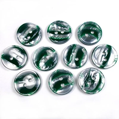 Image of Marble Stripe Humbug Candy Look Round Buttons Pack of 10 (18mm, Green)