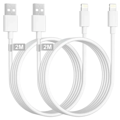 Image of iPhone Charger Cable 2M 2Pack, [MFi Certified] USB to Lightning Fast Charging Lead Wire for Apple 14/13/12/11/XR/XS/X/8/7/6/5/SE, iPad Pro/Air/Mini, AirPods