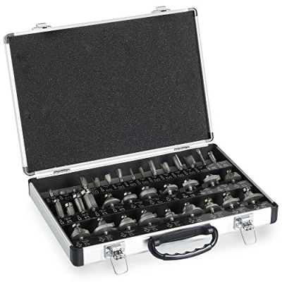 Image of VonHaus 35 Pc Router Bits Set TCT Tungsten Carbide Tipped Bit Accessories Kit 6.35mm (1/4&quot;) Shank Fittings Wood Milling Saw with Aluminium Carry Case, Woodworking Sets for DIY