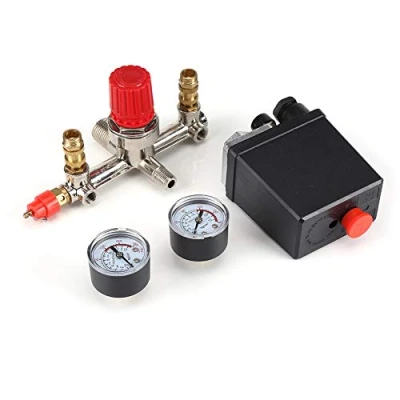 Image of Air Compressor Switch, Pressure Control Switch Valve Manifold Regulator with Double Gauges 90 120PSI for Fast Reduction