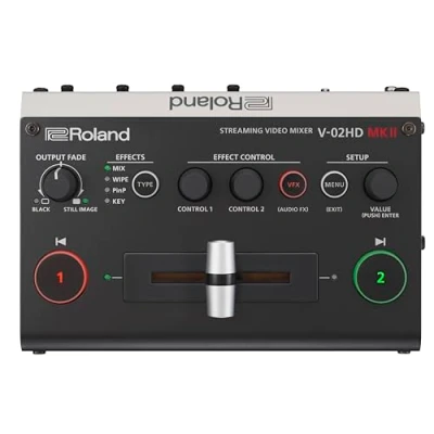 Image of ROLAND V 02HD MK II Streaming Video Mixer The World’s Easiest Two Camera Livestreaming Solution. Ideal for Online Teachers, Gamers, and All Other Livestreamers Content Makers.,Black,V 02HDmk2