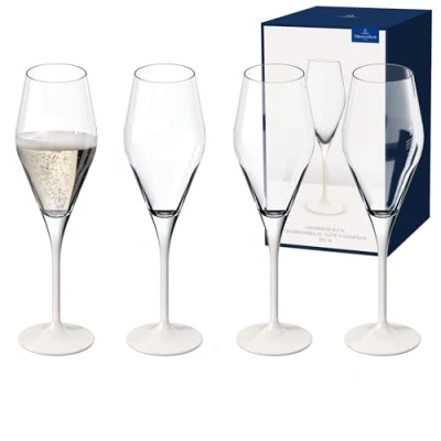 Image of Villeroy &amp; Boch Manufacture Rock Blanc Set of 4 Champagne Flutes