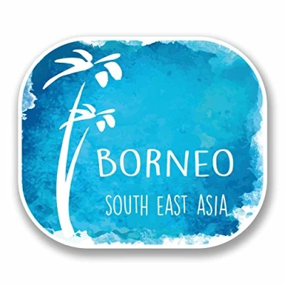 Image of 2 x 10cm Borneo South East Asia Vinyl Sticker Decal Laptop Luggage Travel #9681 (10cm Wide 8.5cm High)