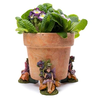 Image of Potty Feet Flower Fairies Blackberry Fairy Figures Plant Pot Planter Support Handmade Decorative Ornaments 3pcs