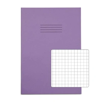 Image of RHINO A4 Exercise Book 80 Page, Purple, 7mm Squared Pages (Pack 50)