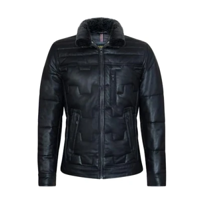 Image of Infinity Leather Mens Quilted Biker Jacket Guayaquil Black Size 4XL