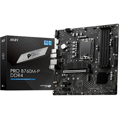 Image of MSI PRO B760M P DDR4 Motherboard, Micro ATX Supports Intel 12th &amp; 13th Gen Core Processors, LGA 1700 Memory Boost 4800+MHz/OC, PCIe 4.0 x16 Slot, M.2 Gen4 Slots, various