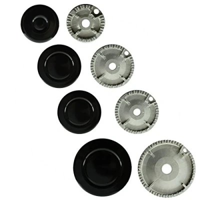 Image of Spares2go Gas Hob Burner Crown &amp; Flame Cap Kit for Tricity Bendix Oven Cooker (Small, Medium x 2, Large)