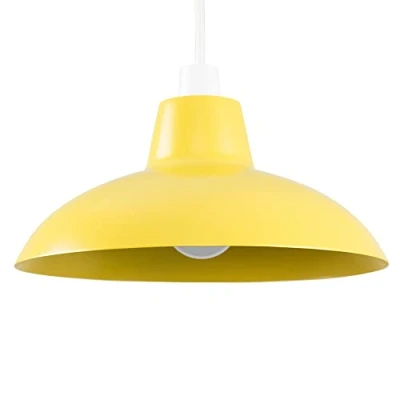 Image of MiniSun Retro Style Gloss Mustard Metal Easy Fit Ceiling Pendant Light Shade Complete with a 10w LED Bulb [3000K Warm White]