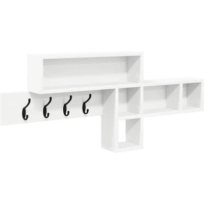 Image of vidaXL Wall mounted Coat Rack with Shelf Storage White Engineered wood