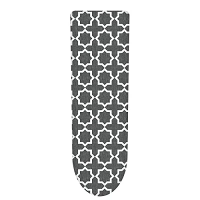 Image of Vinsani Modern Extra Large Universal Fit Ironing Board Cover Multi New Foam Back Padding 100% Cotton Easy Fit, 140 x 52 cm, Made in EU Grey Cross (Iron not Included)