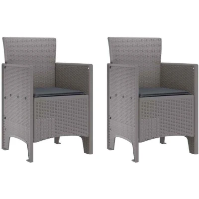 Image of vidaXL Garden Chairs with Cushions 2 pcs Light Grey Poly Rattan