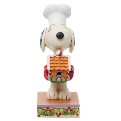 Image of Enesco Jim Shore Peanuts Snoopy with Gingerbread House Figurine