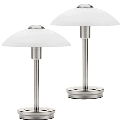 Image of LITECRAFT Touch Sensitive Table Lamp G9 Base with Alabaster Shade (Pack of 2, Satin Nickel)