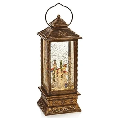 Image of Battery Operated Lantern Santa Glitter Water Spinner with Warm White LEDs