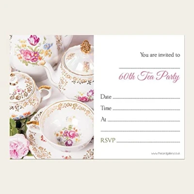 Image of Dotty about Paper Tea Party Invitations Vintage China Pack of 10 60th (852)