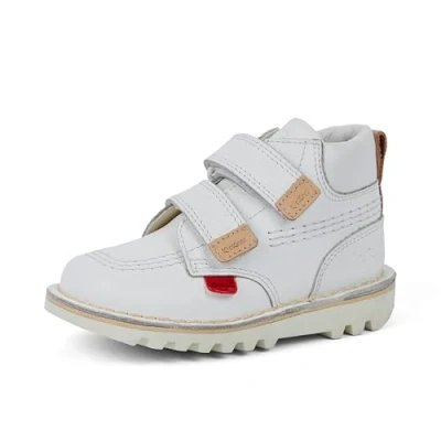 Image of Kickers Infant Unisex Kick Hi Roll Ankle Boots Extra Comfortable Added Durability Premium Quality, White, 9 UK Child