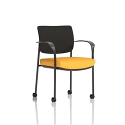 Image of Brunswick Deluxe Black Fabric Back Frame Seat Yellow + Arms/Castors