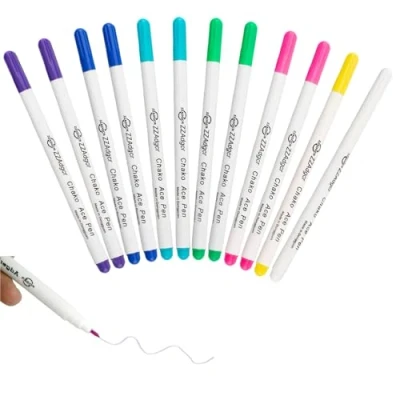 Image of 12 PCS Water Erasable Fabric Marking Pens 7 Color Air Soluble Markers Auto Vanishing Pen Disappearing Ink Tailor&#039;s for DIY Dressmaking Sewing Quilting Cross Stitch