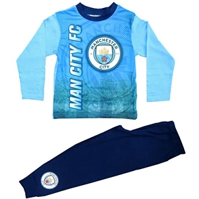 Image of Manchester City Boys Pyjamas PJs Ages 4 to 12 Years Old (5 6 Years, Blue)