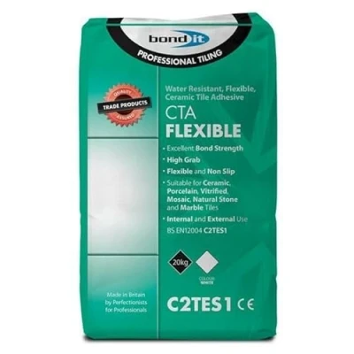 Image of Bond It CTA Flexible Tile Adhesive White Cement Ceramic Floor Wall Non Slip 20 kilograms Paper Sacks Powder