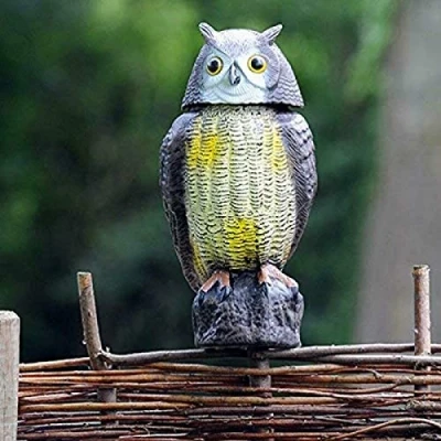 Image of ausuky Rotating Head Owl Defenders Wind Action Deterrent Garden Bird Scare Pest