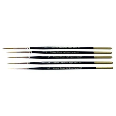 Image of Artmaster Half Rigger Artist Paint Brush Set of 5 in Sizes 5/0, 3/0, 2/0, 0, 1