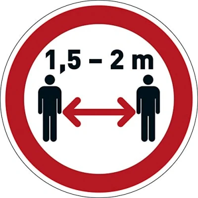 Image of Durable Removable Self Adhesive Floor Safety Sticker &quot;Keep Your Distance&quot; Sign Diameter of 43cm Red Pack 1
