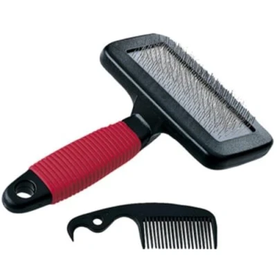 Image of Ferplast Carding brush for dogs and cats GRO 5944, Hair remover comb included, Ideal medium long haired animals, 16 x 9,8 h 3,3 cm