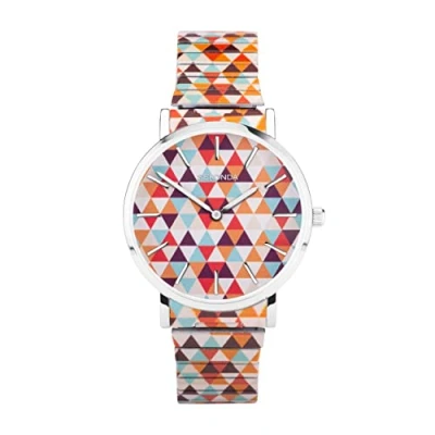 Image of Sekonda Maxima Ladies 38mm Quartz Watch in Multicoloured with Analogue Display, and Geometric Patterned Stainless Steel Strap 40576